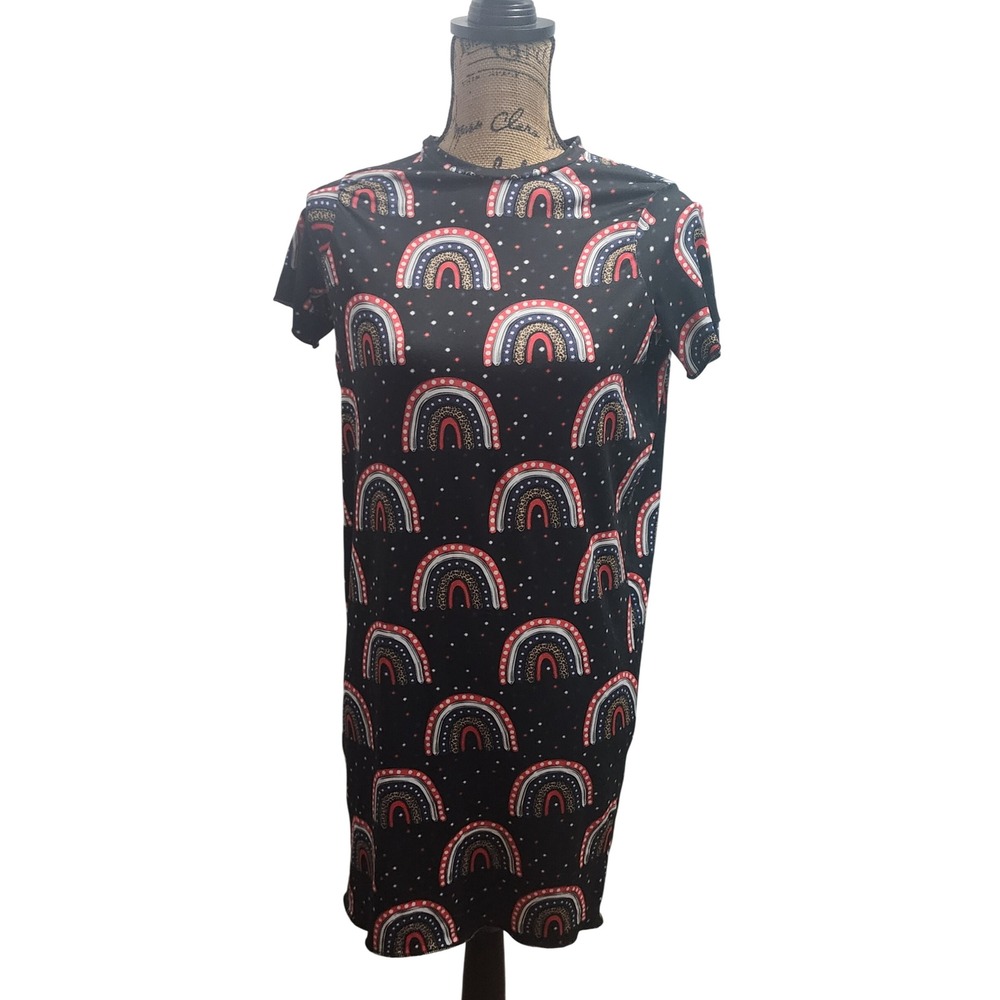 Willow Raven Boutique Rainbow TShirt Dress Kids Size 5T Black‎ Short Sleeve